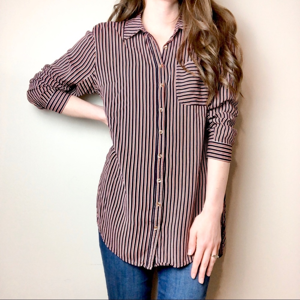 Maeve Anthropology Red & Blue Button down tunic